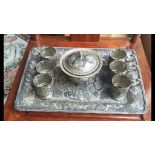 A magnificent antique rare solid silver Gahjari Persian Islamic tea set Each piece fully hallmarked