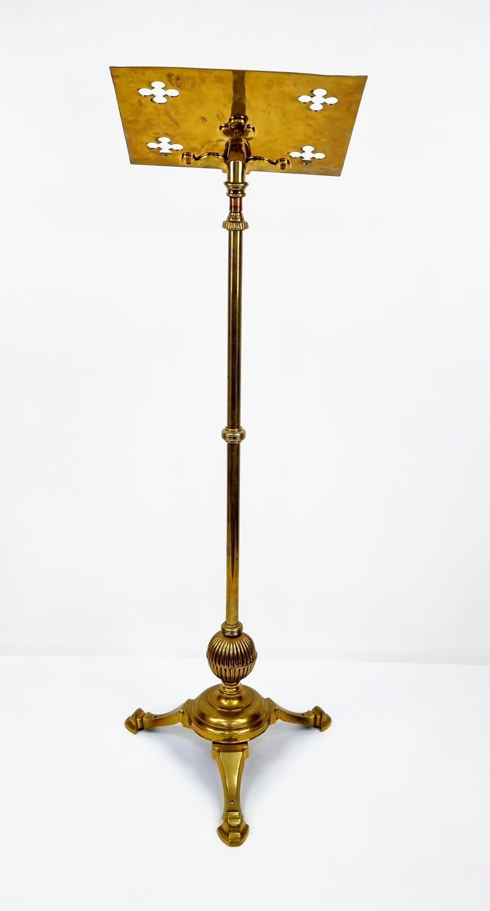 A Vintage Gilded Metal Lectern. Perfect for a musician or book reader. Two parts and expandable. Joi - Image 3 of 5