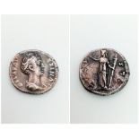 Roman Empress, Diva Faustina Silver Denarius, Ceres Holding Long Torch, AD141 Diva Faustina with ela