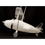 A Vintage Style Glass Airship Hanging Light. 47 x 40cm. In good condition but needs to be wired up s