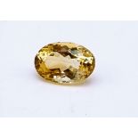 6.73ct Natural Lemon Quartz. Oval Cut IDT certified.