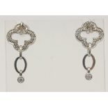 A Pair of 18K White Gold Diamond Good Luck Charm Earrings. 0.5ct. 8.7g total weight