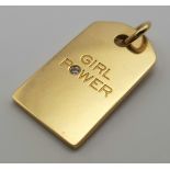 TIFFANY & CO 18K YELLOW GOLD GIRL POWER CHARM/PENDANT SET WITH DIAMOND, WEIGHT 6.7G AND SIZE 22X12MM