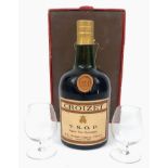 A Vintage bottle of Croizet Congnac VSOP 1960’s, presented with two original glasses in original pac