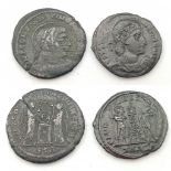 Set of Two Coins: Roman Constantine I bronze coin. Age:- Circa 313 - 314 AD