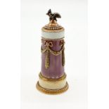 Antique Russian 14K Yellow gold and enamel perfume bottle. Twin-crowned eagles and pearl decorated l