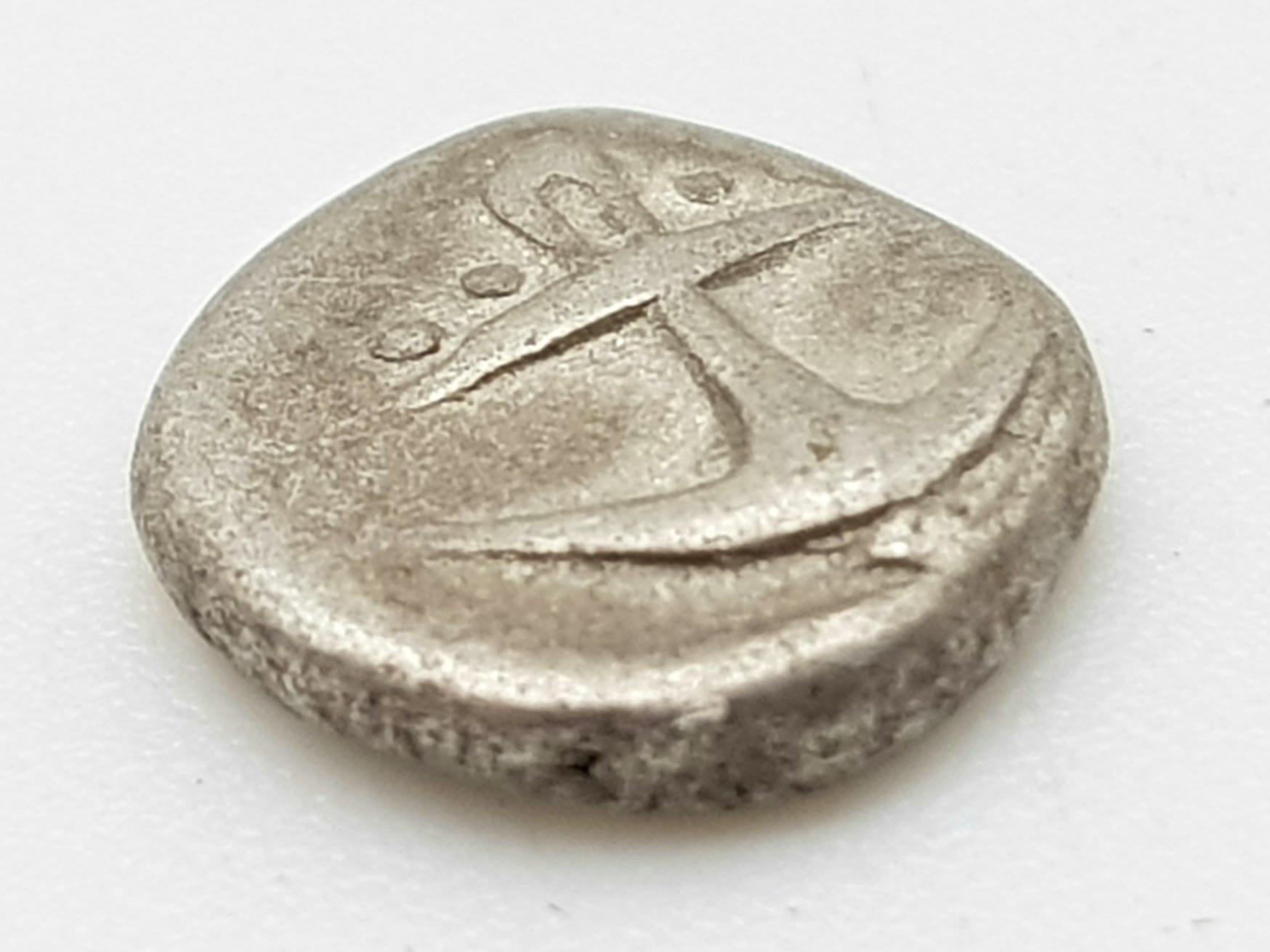 "Ancient Greek Silver Coin Drachma Apollonia Pontika. Anchors and reverse Swastika. 500 - 400 BC, De - Image 2 of 3