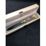 Magnificent Russian silver enamel nephrite jade and diamond letter opener Weight 112.7 grams Len