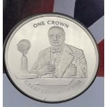 Excellent Condition Winston Churchill Audio Coin First Day Cover One Crown Coin and Stamp Issue 13th