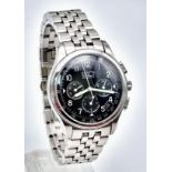 A ZENITH EL PRIMERO AUTOMATIC STAINLESS STEEL CHRONOGRAPH WATCH . 40mm IN ORIGINAL BOX