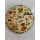 Vintage 1950//60s Stratton powder compact. Rare train,boat and plane lid. Opens and closes perfectly