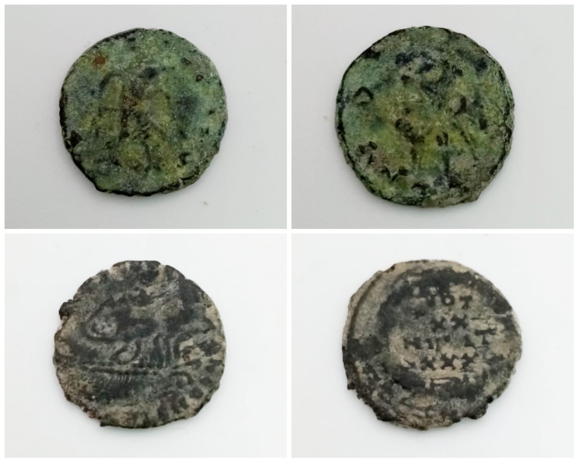 Lot of 2 Ancient Roman Coins. Cleaned for Identification 200-400 AD.