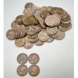 Collection of 100 Victorian Pennies, dates range from 1860-1901.