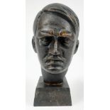 Vintage Heavy Cast Bronze Bust of Adolf Hitler- 20 cm Tall (possibly WW2 or later)