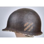 WW2 US Fixed Bale 3rd Infantry Helmet Found in a Cellar Augsburg Germany.