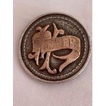 Unusual SILVER and GOLD BROOCH formed from a New Orleans minted SILVER DOLLAR . The word mother has