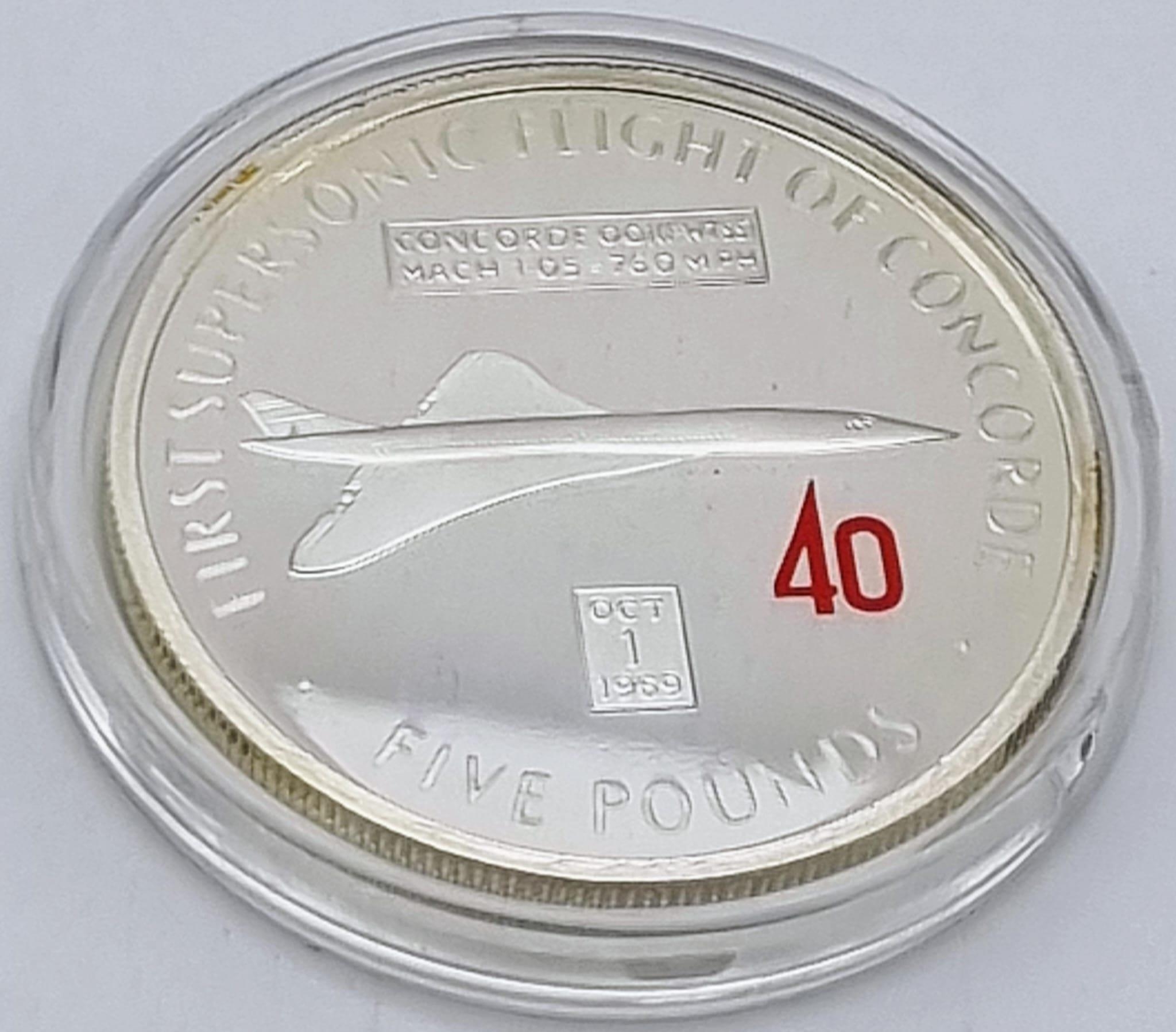 First Supersonic Flight of the Concorde Sterling Silver £5 Coin Mint Condition in Capsule with Certi