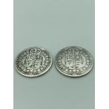 2 x Victorian SILVER HALF CROWNS. Consecutive years 1891 and 1892. Very fine/extra fine condition.