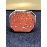Antique 18th century Islamic Persian rare calligraphy solid silver CARNELIAN Agate Large Seal , am