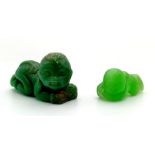 Two Vintage Green Jade Buddha Figures. 5 and 3.5cm.