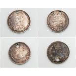 A Parcel of Two Silver Coins Comprising, Victorian Maundy Two Pence 1881 and a Victorian Shilling Da