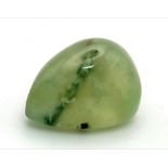 43.6ct Natural Pear cabochon Prehnite. GLI certified.