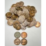 Collection of 100 Victorian Pennies, dates range from 1860-1901.
