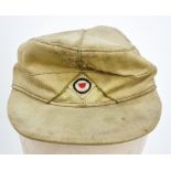 WW2 German Africa Corps M41 Cap Worn by a Captured P.O.W. with Eagle Removed.