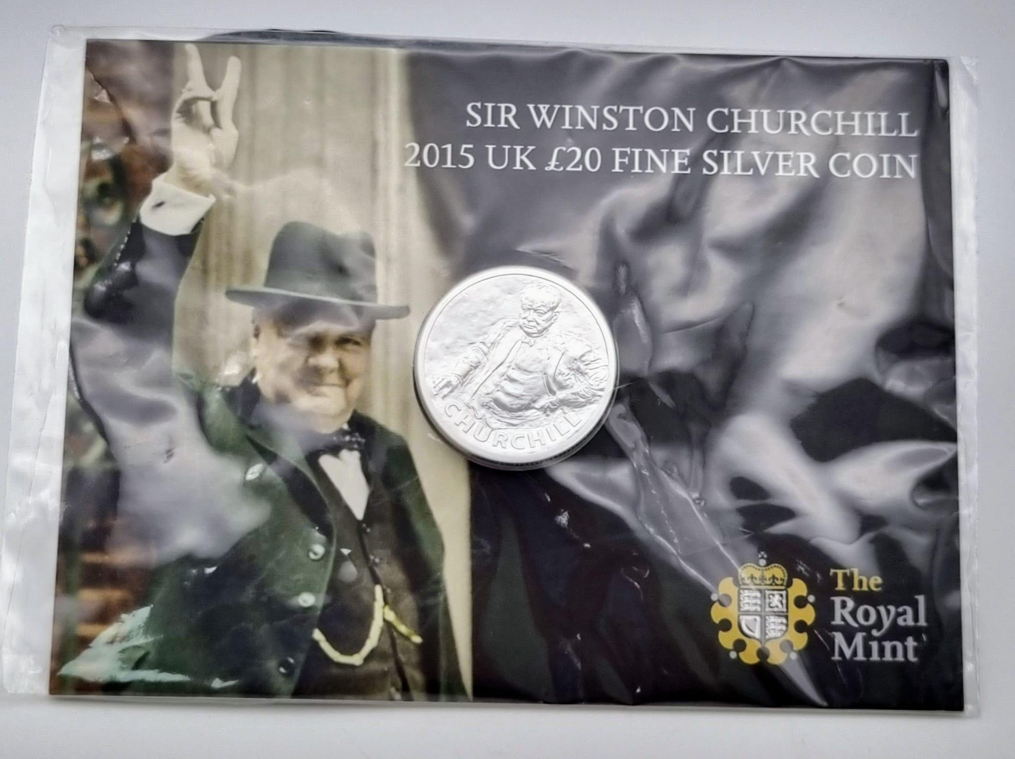 Mint Condition, Royal Mint ‘Sir Winston Churchill’ 2015 £20 Fine Silver Coin in unopened pack