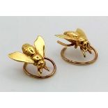 A Pair of Vintage 9K Yellow Gold Insect (bee) Earrings. 6.21g total weight.