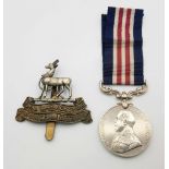 WW1 British Military Medal and Cap Badge Pte. Oliver 16th Bn R. Warwickshire Reg 3rd Birmingham Pals