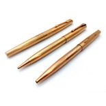 A Vintage Set of Three Gilded Parker Pens: Ballpoint, Fountain and Pencil. Comes in original Parker