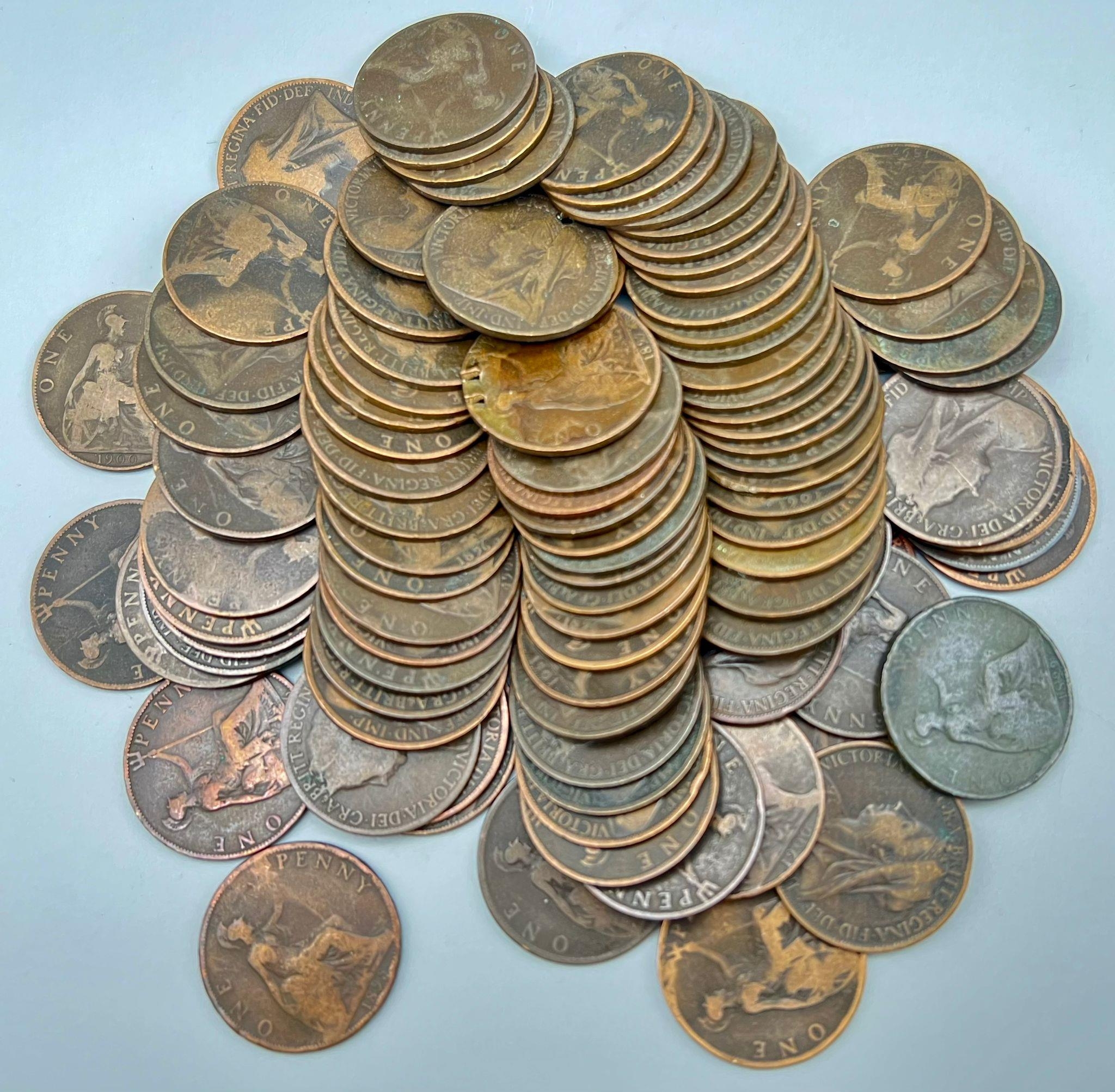 Collection of 100 Victorian Pennies, dates range from 1860-1901. - Image 3 of 3