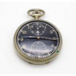 A Very Rare Minerva 1940s WW2 German Nazi Kriegsmarine Chronograph Pocket Watch. These wartime timep