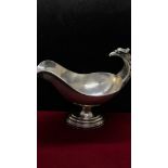 A rare antique large solid silver German bird handled gravy boat pot c1920 Size Length. :: 19.7 cm