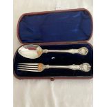 Victorian SOLID SILVER fork and a spoon set. Having clear Hallmark for Francis Higgins London