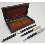 Two Vintage Parker Ballpoint Pens and One Parker Mechanical Pencil. In a Parker box. A/F