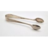 A Pair of Antique Sterling Silver Sugar Tongs. Hallmarks for Sheffield 1919. 10cm. 18g.