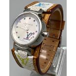 A fashionable LOUIS VUITTON ladies watch. Stainless steel 28 mm case, with coloured Logo on face and