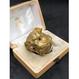A Russian silver gilt and enamel bulldog diamond large pill box Stunning condition Hallmarked go