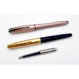 Two PARKER fountain pens. one with 14 K gold nib, both in excellent condition and with original