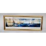 An Excellent Vintage Framed and Glazed Print Panorama of the Battle of Trafalgar 1805 from the