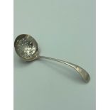 Antique SILVER SIFTING SPOON. Ladle shaped.Having clear Hallmark for Robert Pringle London 1901.