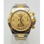 A Rolex Cosmograph Daytona Steel and Gold Gents Watch. Stainless steel /yellow gold strap and case -