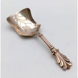 A Sterling Silver George Unite Caddy Spoon. Hallmarks for Birmingham 1848. 9cm. 7.47g.