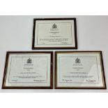 Three Framed Police Commendations For Metropolitan Police Supercop Robert Michael. Includes the 2005