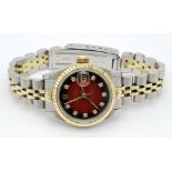 A Rolex Oyster Perpetual Datejust Ladies Automatic Watch. Two tone, gold/silver strap and case -