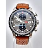 A Chopard Mille Miglia Classic Racing Automatic Gents Chronograph. Brown leather strap. Stainless