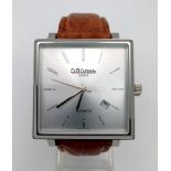 A rare CILTCINUS, gents watch. Italian design, Swiss made, 39 mm square case, silver coloured