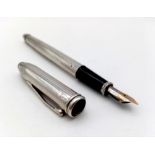 A Silver Cross Fountain Pen with an 18K Two Tone Nib. 15cm